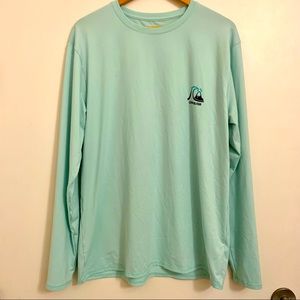 Men's Quiksilver Heritage Long Sleeve Surf Shirt XL UPF 50 Moisture Wicking Teal